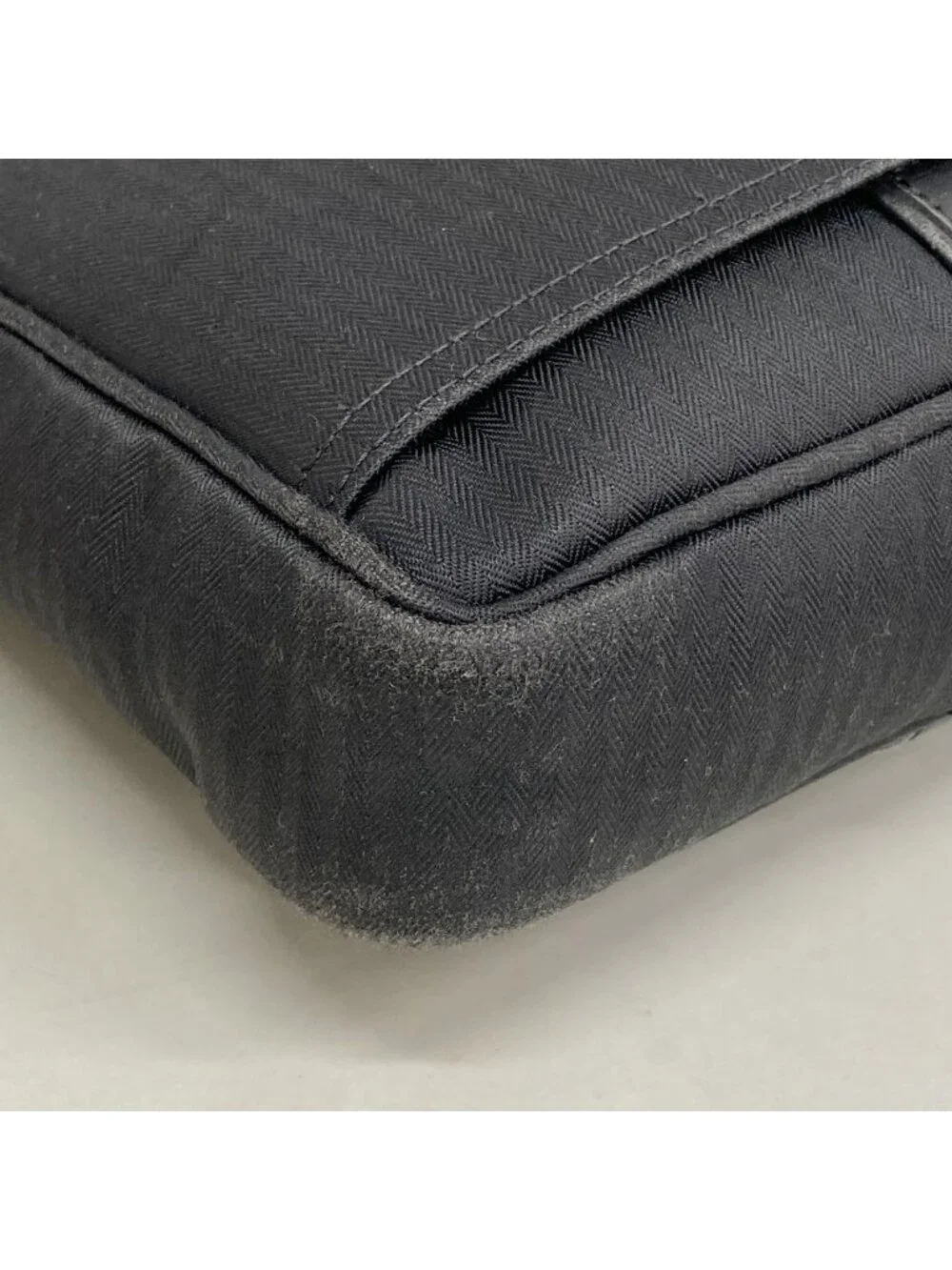 Hermes Business Bag Acapulco Odinatour Toile Chevron Black Silver 2-Way Back